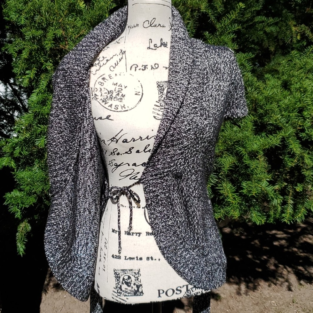 INC ▪ Silk Wrap Cardigan w/ Tie, Shawl Collar - Picture 11 of 12
